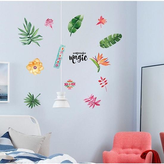 ウォールステッカー ハワイアン ヤシ バナナの葉 モンステラ 壁紙シール 南国 トロピカル 花 西海岸 緑 Sk7173 41ウォールステッカー 通販 Yahoo ショッピング