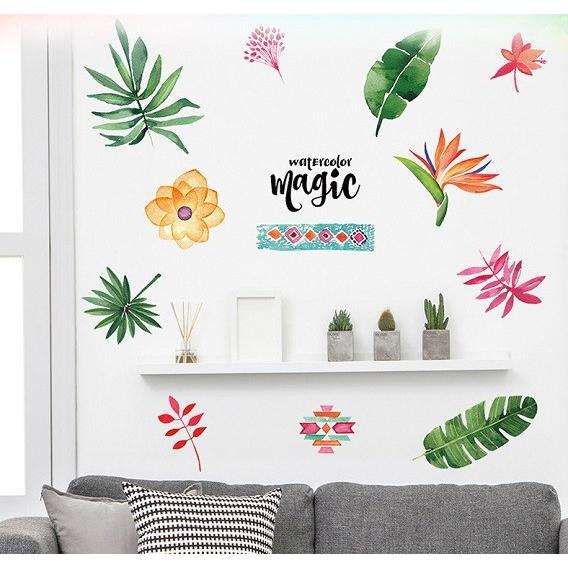 ウォールステッカー ハワイアン ヤシ バナナの葉 モンステラ 壁紙シール 南国 トロピカル 花 西海岸 緑 Sk7173 41ウォールステッカー 通販 Yahoo ショッピング