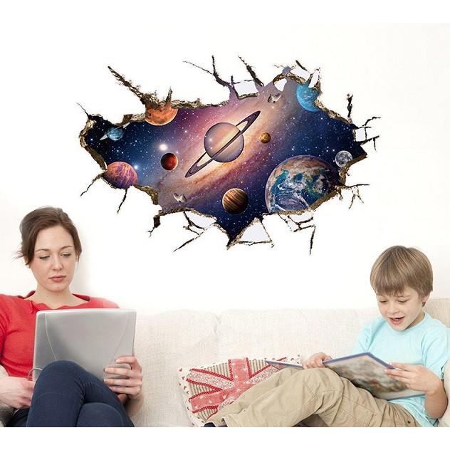 ウォールステッカー 裂け目から 宇宙空間 天体 壁紙シール かっこいい 土星 地球 火星 こども部屋に Sk9066b 41ウォールステッカー 通販 Yahoo ショッピング