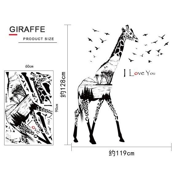 ウォールステッカー キリン Love 壁紙シール ナチュラル 動物 アフリカ 黒基調 はがせる 麒麟 Sk9198 41ウォールステッカー 通販 Yahoo ショッピング