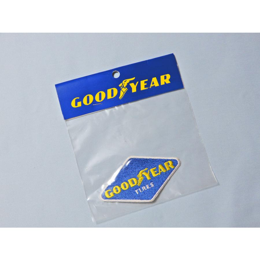 GOOD/YEAR TIRES グッドイヤー ひし形 青ベース黄色文字☆アイロン刺繍 