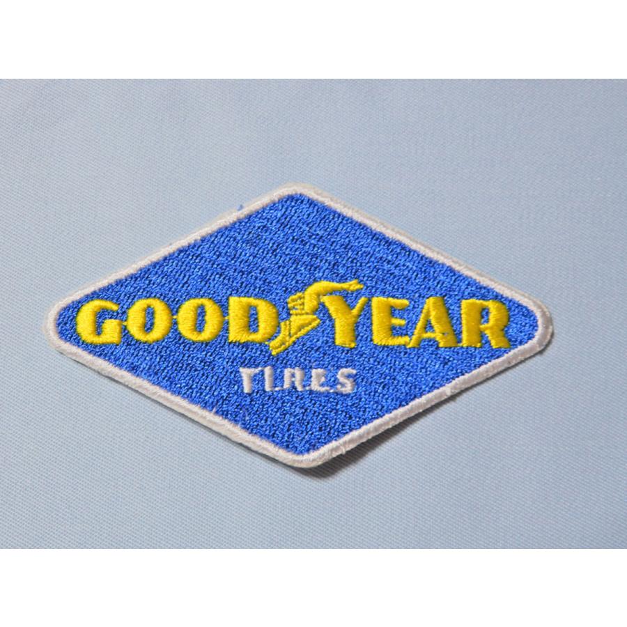 GOOD/YEAR TIRES グッドイヤー ひし形 青ベース黄色文字☆アイロン刺繍 