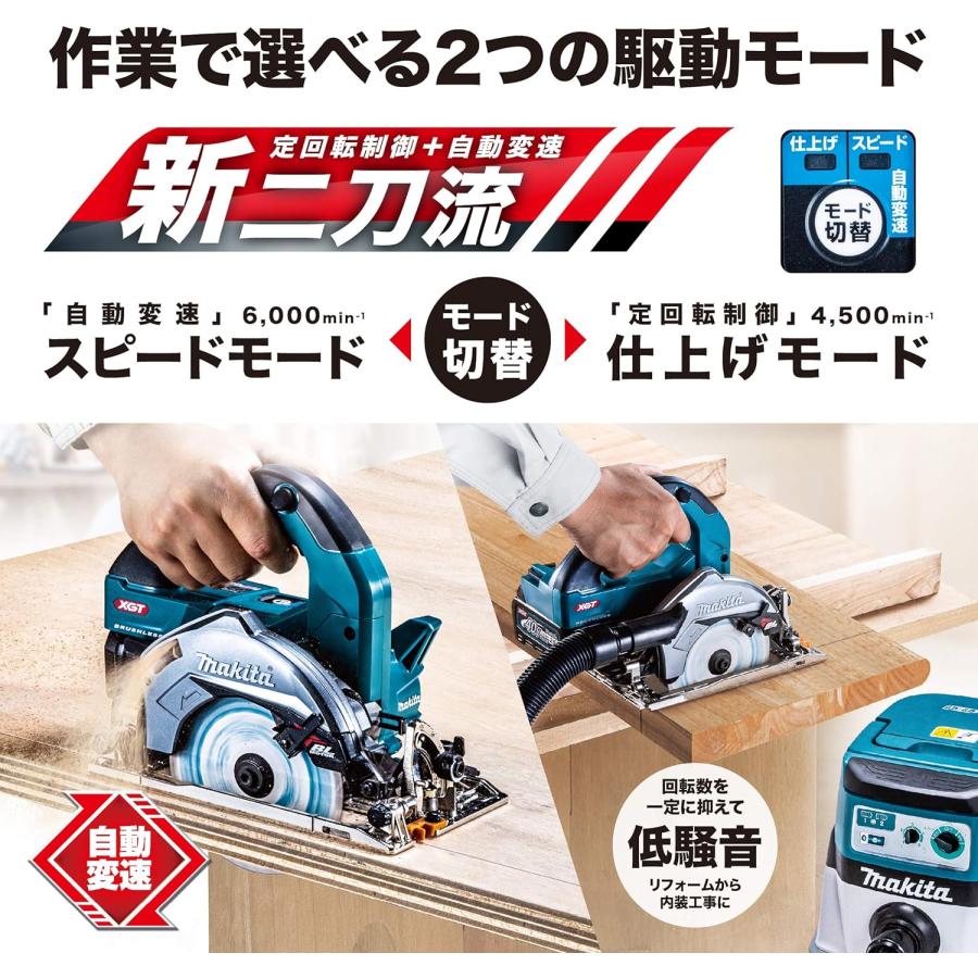 マキタ(makita) 125mm充電式丸ノコ【際切りベース/無線連動非対応】 HS005GZB (黒)【本体のみ/鮫肌チップソー付】｜4840｜06