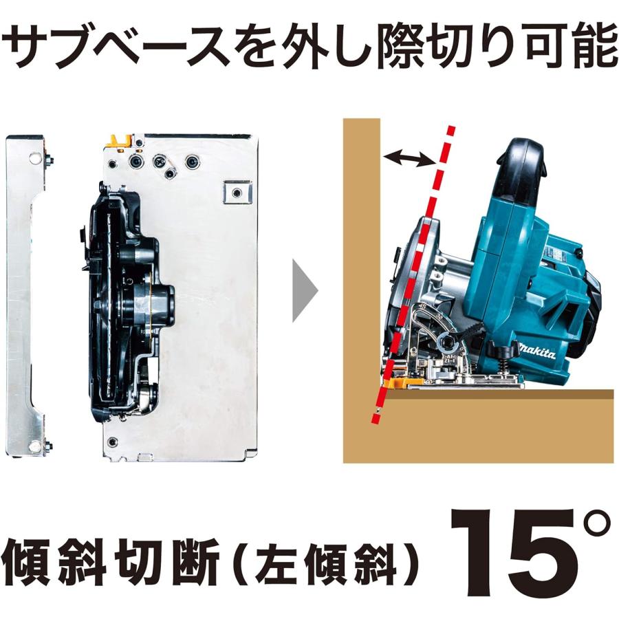 マキタ(makita) 125mm充電式丸ノコ【際切りベース/無線連動非対応】 HS005GZB (黒)【本体のみ/鮫肌チップソー付】｜4840｜07