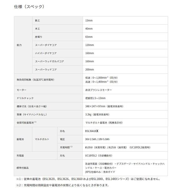 HiKOKI（ハイコーキ） マルチボルトドリル D3613DA(XPSZ) 【マルチボルト蓄電池BSL36A18X・急速充電器UC18YDL2・垂直ガイド・ケース付】｜4840｜03