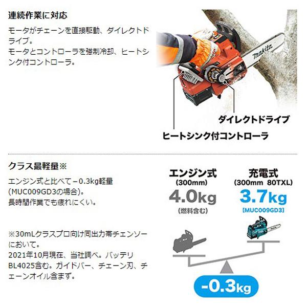 マキタ makita 40Vmax 充電式チェンソー MUC009GZ2 青 本体のみ マキタ makita 40Vmax 充電式チェンソー MUC009GZ2 青 本体のみ