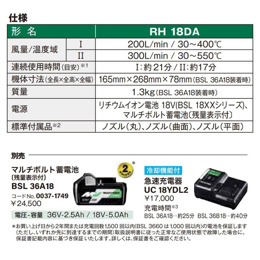 HiKOKI ハイコーキ コードレスヒートガン RH18DA (NNP) 本体のみ HiKOKI ハイコーキ コードレスヒートガン RH18DA (NNP) 本体のみ