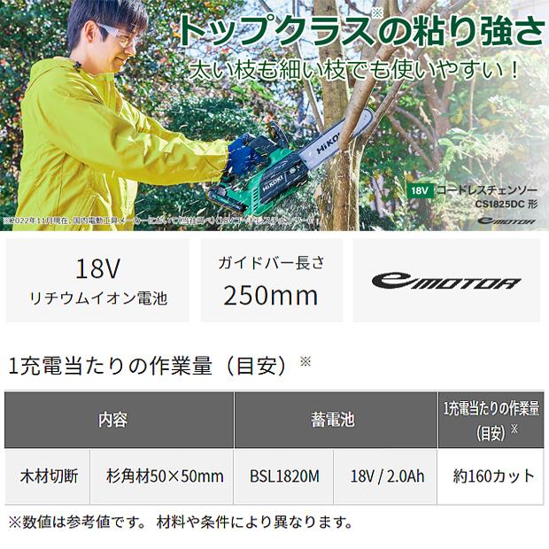 HiKOKI ハイコーキ18V コードレスチェンソー CS1825DC (BC HiKOKI ハイコーキ18V コードレスチェンソー CS1825DC (BC
