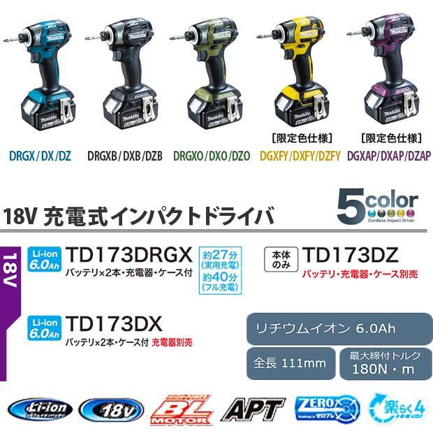 マキタ（makita） makita 18V充電式インパクトドライバ TD173DX 青 黒