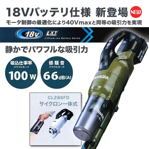 マキタ makita 18V 充電式クリーナ サイクロン一体式 CL286FDZW マキタ makita 18V 充電式クリーナ サイクロン一体式 CL286FDZW