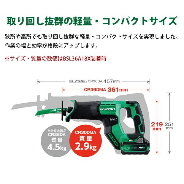 HiKOKI（ハイコーキ） マルチボルト（36V）コードレスセーバソー CR36DMA(2XPZ) (蓄電池BSL36A18X 2個・充電器UC18YDL2・ケース付)｜4840｜02