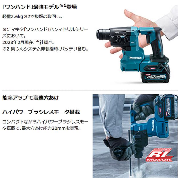 マキタ（makita） makita 20mm 40Vmax 充電式ハンマドリル HR010GRDX 
