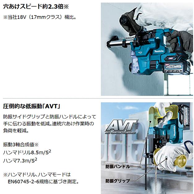 マキタ（makita） makita 20mm 40Vmax 充電式ハンマドリル HR010GZKV