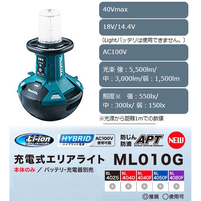 マキタ makita 40Vmax 充電式エリアライト ML010G_9
