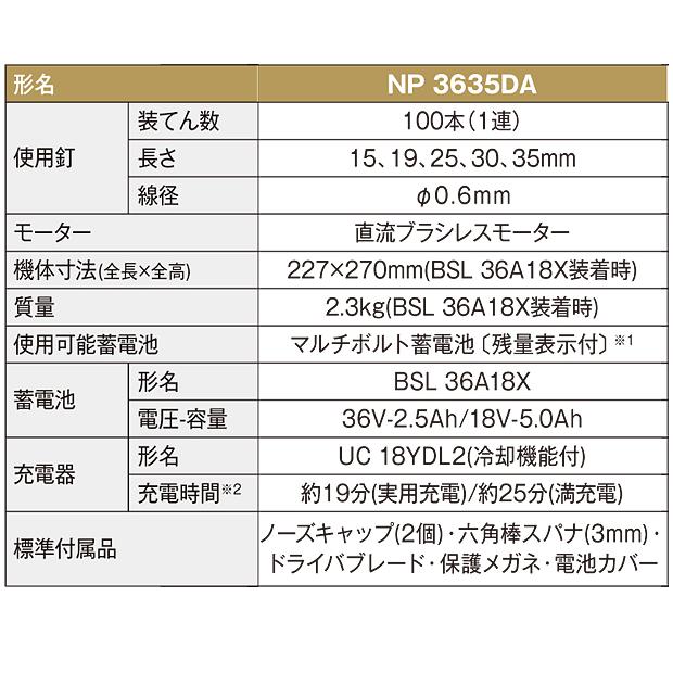 HiKOKI（ハイコーキ）36V(マルチボルト)コードレスピン釘打機 NP3635DA(XPZ)【電池 BSL36A18X・急速充電器 UC18YDL2 付】｜4840｜09