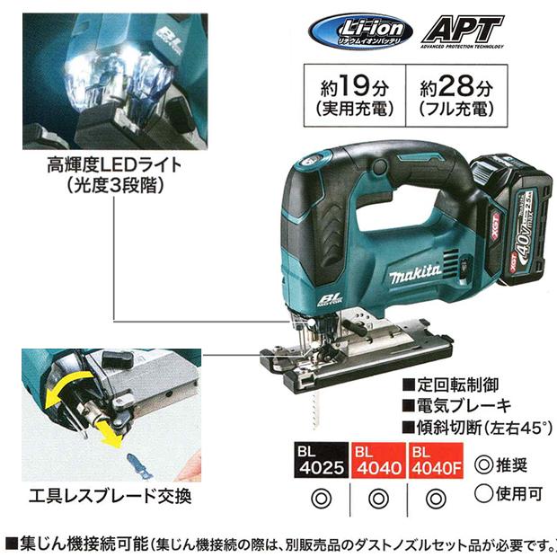 マキタ makita 40Vmax 充電式ジグソーJV002GRDX バッテリBL4025 マキタ makita 40Vmax 充電式ジグソーJV002GRDX バッテリBL4025