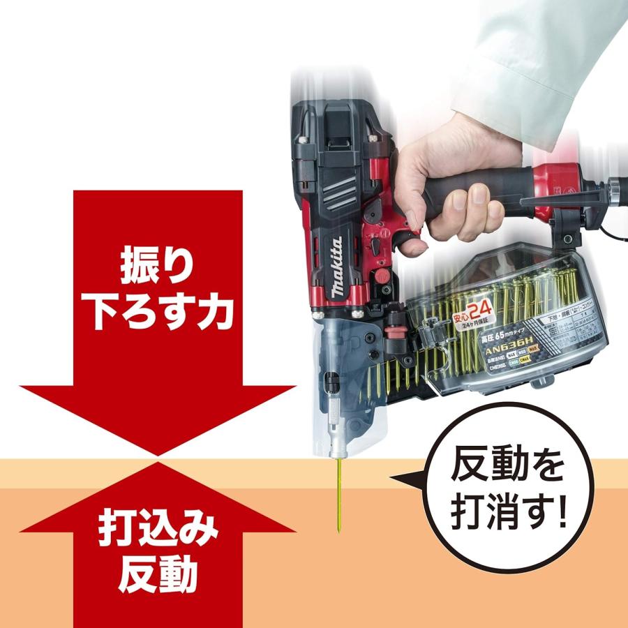 マキタ(makita) 65mm高圧エア釘打 AN636H(赤) / AN636HM(青) 【ケース