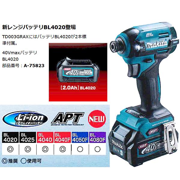 マキタ makita 40Vmax 充電式インパクトドライバ TD003GRAX マキタ makita 40Vmax 充電式インパクトドライバ TD003GRAX