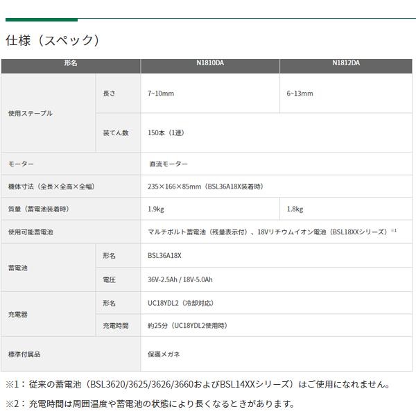 HiKOKI（ハイコーキ）18Vコードレスタッカ (ステープル幅10mm) N1810DA(NN)本体のみ【蓄電池・充電器・ケース別売 ...
