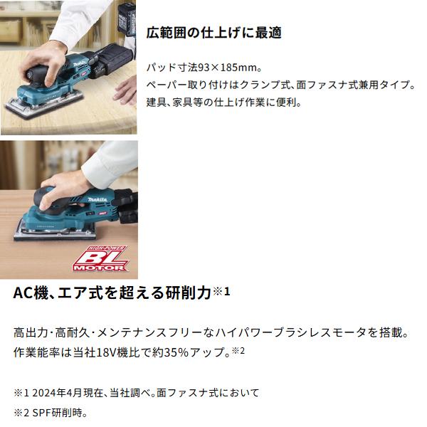マキタ makita 40Vmax 充電式オービタルサンダ BO007CGZ  バッテリアダプタ 1.6m A-77394 柴商オリジナルセットの画像