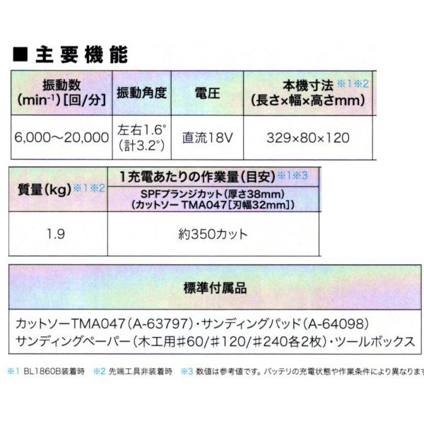 在庫あり マキタ makita 18V充電式マルチツール TM53DZ 本体のみ 専用部品 デプスゲージセット品 A-00136 付 柴商オリジナルセットの画像