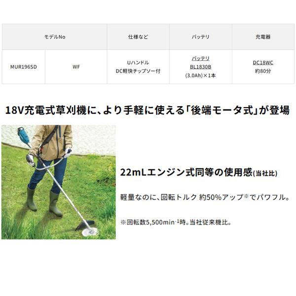 マキタ（makita） makita 18V 充電式草刈機 MUR196SDWF Uハンドル 軽快 