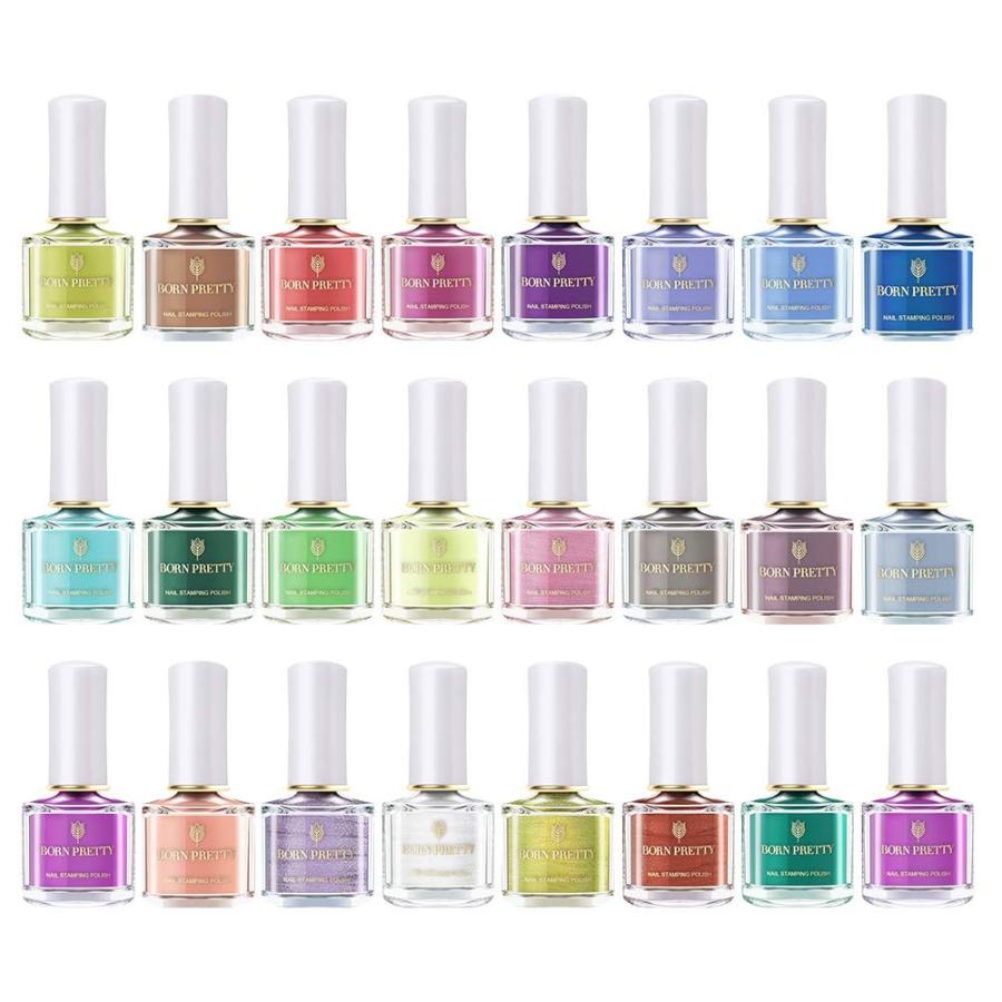 Born Pretty 全24色 スタンピングネイル専用マニキュア 6ml スタンプネイルポリッシュ ネイルアート用品 24色セット Healthykarts In