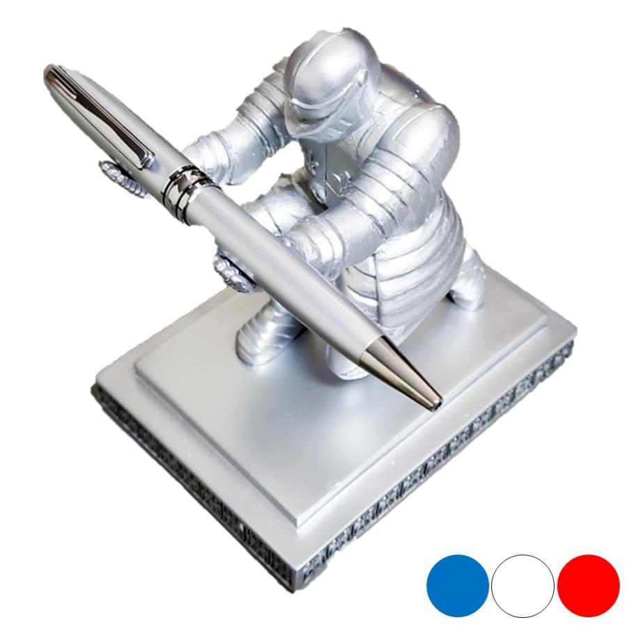 フィギュア 騎士 ペン立て メモスタンド インテリア ブルー/レッド