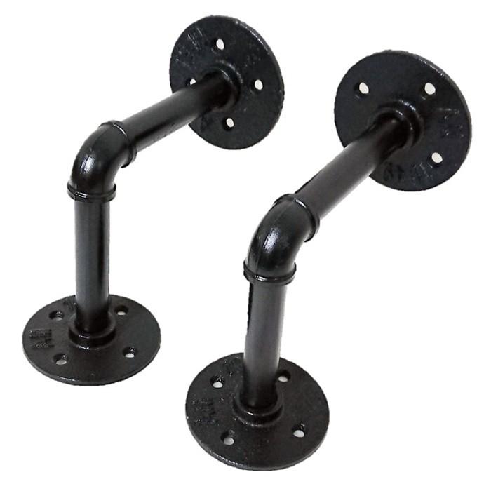 インダストリアル パイプデザイン L字パーツ DIY スチール ブラック