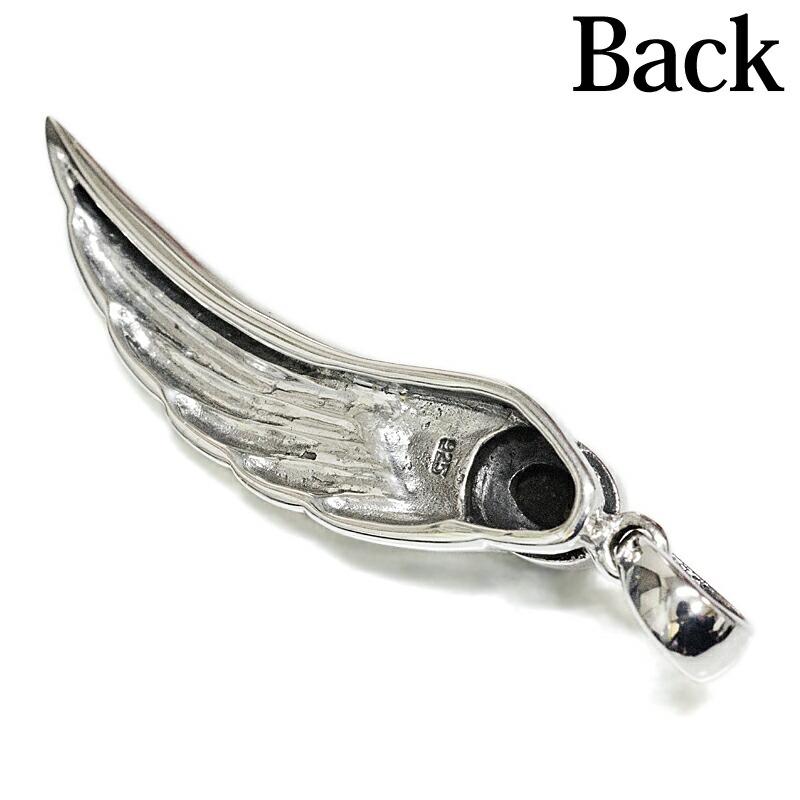 【アクセサリー】【チェーン付き】ブラックスター付きフェザーモチーフペンダント / チェーンセット シルバー925 羽根 シルバー ネックレス 石付き デザイン_3