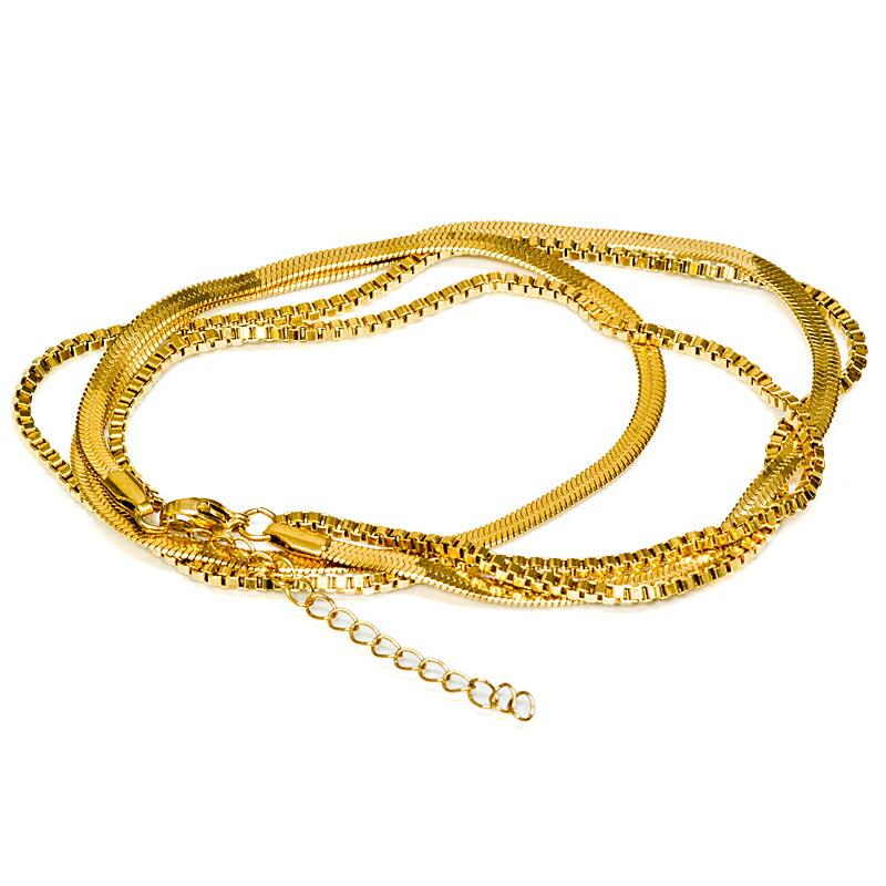 アクセサリー ステンレス ダブルチェーンネックレス / ゴールド