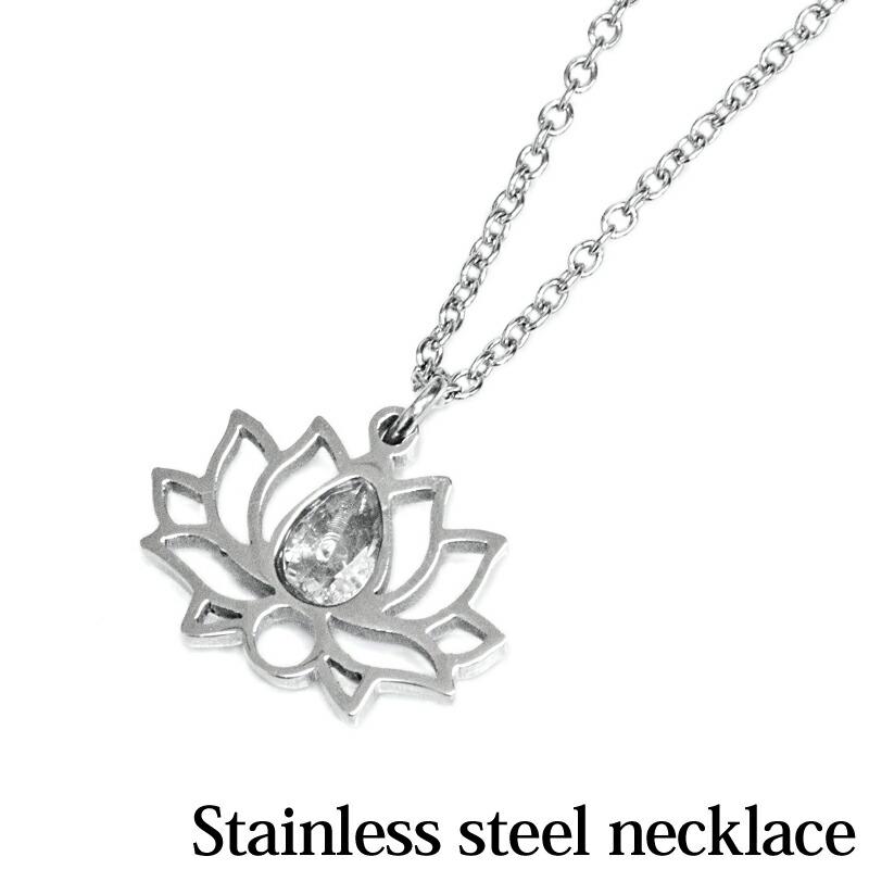 アクセサリー ステンレス 蓮モチーフネックレス / シルバー アクセサリー ステンレス 蓮モチーフネックレス / シルバー