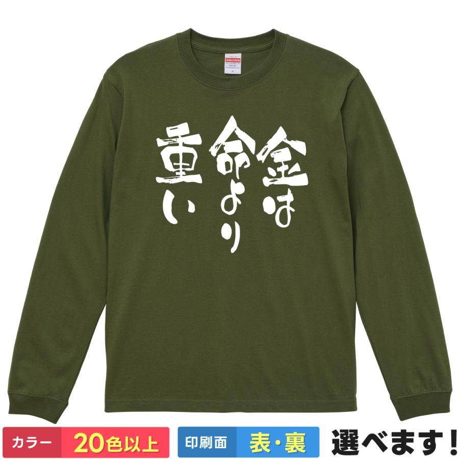 金は命より重い・・・ おもしろTシャツ 無地 メンズ レディース キッズ 長袖Tシャツ ネタ カイジ 利根川 | United Athle