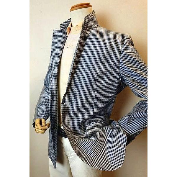 セール５０％ＯＦＦ アンジェロ ANGELO ジャケット ブルー 春夏アウトレット現品限り品 シルク100% メンズウェアの画像