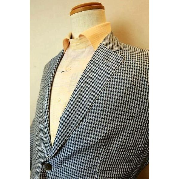 セール５０％ＯＦＦ アンジェロ ANGELO ジャケット ブルー 春夏アウトレット現品限り品 シルク100% メンズウェアの画像