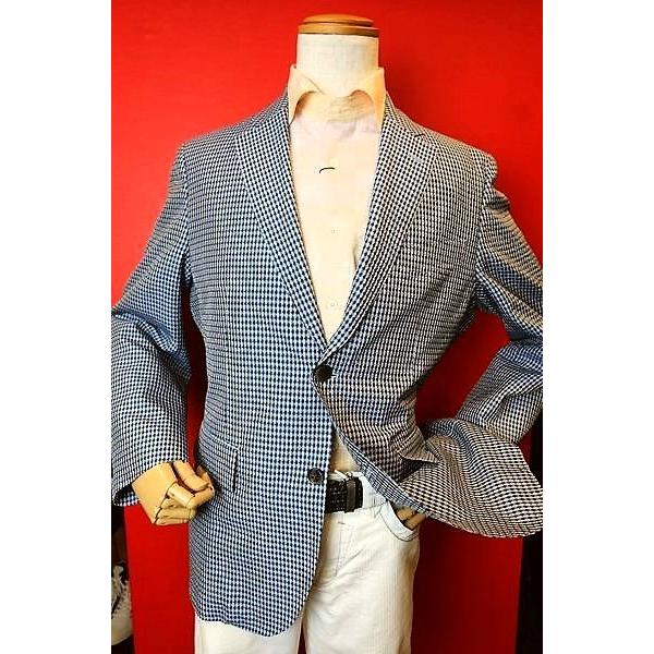セール５０％ＯＦＦ アンジェロ ANGELO ジャケット ブルー 春夏アウトレット現品限り品 シルク100% メンズウェアの画像