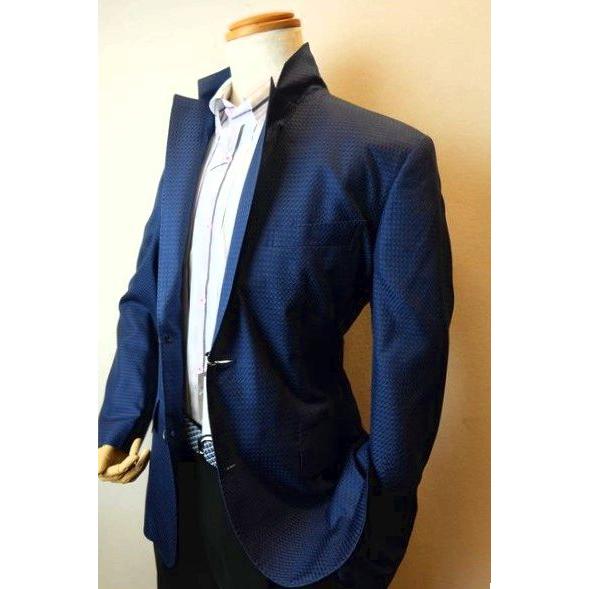 セール３５％ＯＦＦ アンジェロ ANGELO ジャケット ネイビー 春夏アウトレット現品限り品 シルク100% メンズウェアの画像