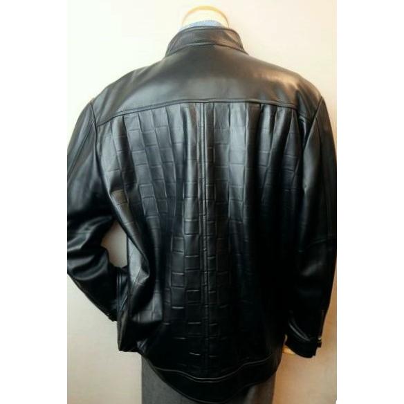 セール３５％ＯＦＦ ビビコ BBCO レザーブルゾン ブラック 秋冬アウトレット現品限り品 羊革 ライダースジャケット アンジェロ メンズウェアの画像
