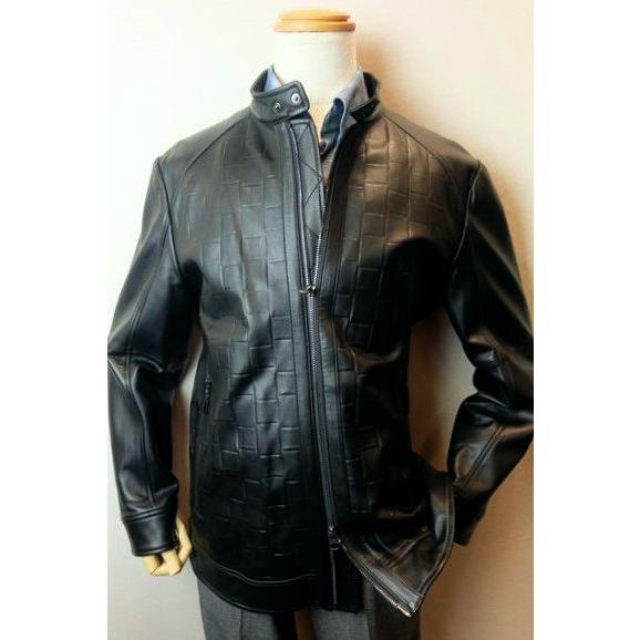 セール３５％ＯＦＦ ビビコ BBCO レザーブルゾン ブラック 秋冬アウトレット現品限り品 羊革 ライダースジャケット アンジェロ メンズウェアの画像
