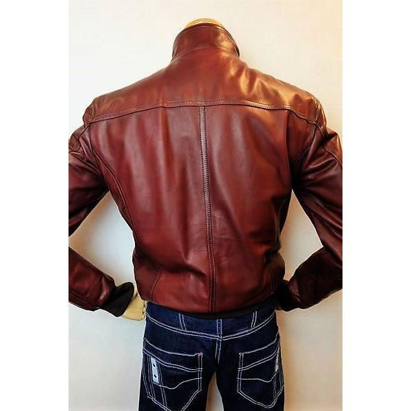 セール３５％ＯＦＦ RAVAZZOLO ラヴァツォーロ レザーブルゾン ワイン 秋冬インポート品 イタリア製 中綿ブルゾン メンズウェアの画像