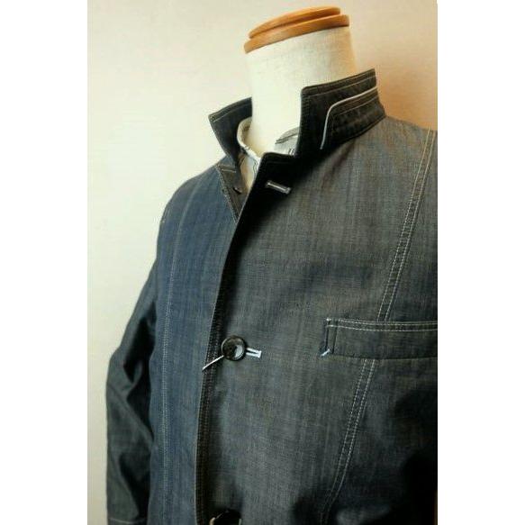 シッスル THISTLE 創作屋 カバーオールジャケット ブルー 春夏新作 日本製 スタンドカラー ダンガリー生地 メンズウェアの画像