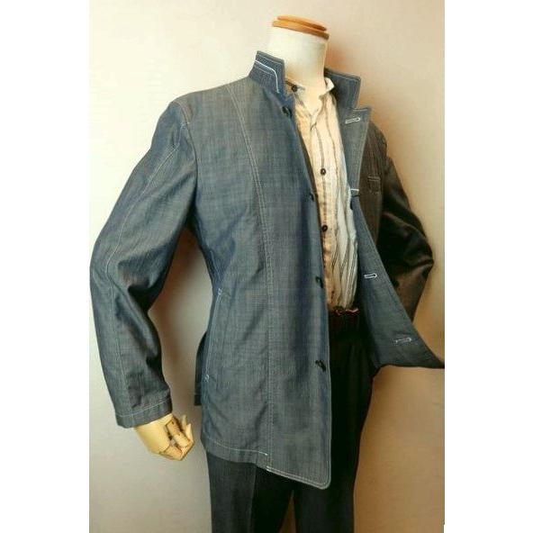 シッスル THISTLE 創作屋 カバーオールジャケット ブルー 春夏新作 日本製 スタンドカラー ダンガリー生地 メンズウェアの画像