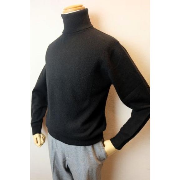 セール３５％ＯＦＦ アンジェロ ANGELO 日本製カシミヤセーター ブラック 秋冬新作 タートルネックセーター カシミヤ100% メンズウェア