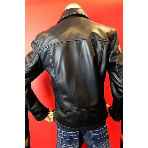 セール35％OFF イタリア製ライダースジャケット ブラック 46