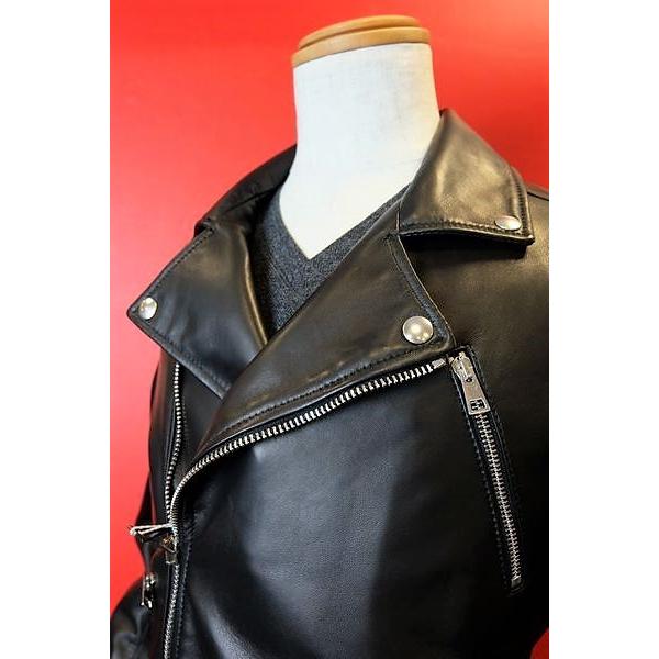 セール35％OFF イタリア製ライダースジャケット ブラック 46