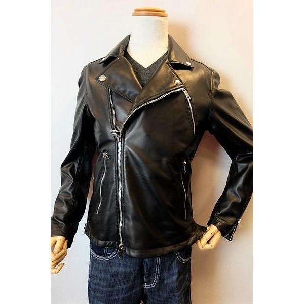 セール35％OFF イタリア製ライダースジャケット ブラック 46