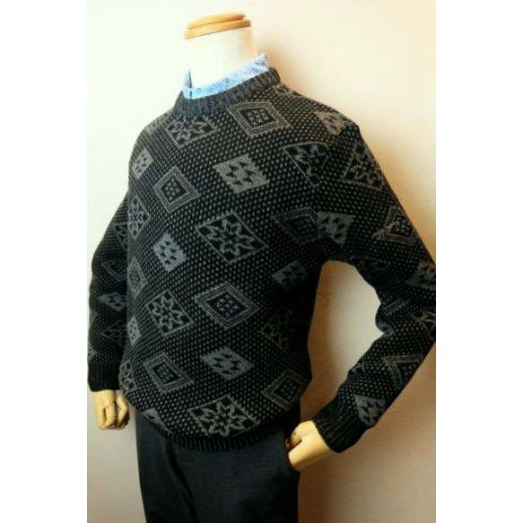 セール３５％ＯＦＦ ミラショーンスポーツ milaschon 日本製カシミヤセーター ブラック 秋冬新作 カシミヤ100% ニット 菱模様 メンズウェア_2