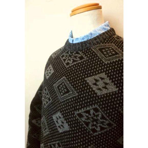 セール３５％ＯＦＦ ミラショーンスポーツ milaschon 日本製カシミヤセーター ブラック 秋冬新作 カシミヤ100% ニット 菱模様 メンズウェア_3