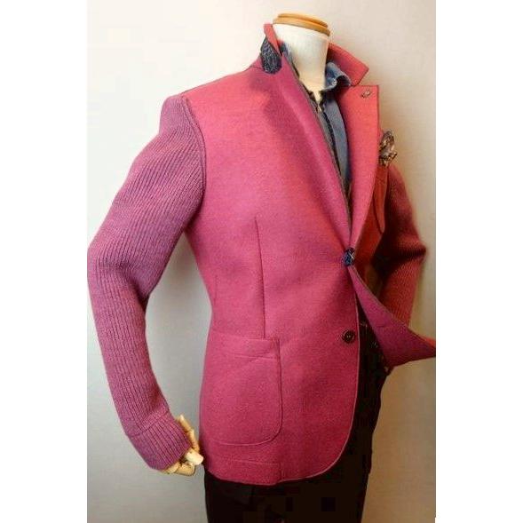 セール３５％ＯＦＦ BOB ボブ ジャケット ワインレッド 秋冬新作 インポート イタリア製 ボンディング ニット メンズウェアの画像