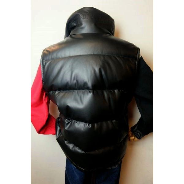 セール５０％ＯＦＦ バーニヴァーノ BARNIVARNO レザーダウンベスト ブラック ＬＬ（３Ｌ相当）サイズ 秋冬アウトレット現品限り品 レザーベスト メンズウェアの画像